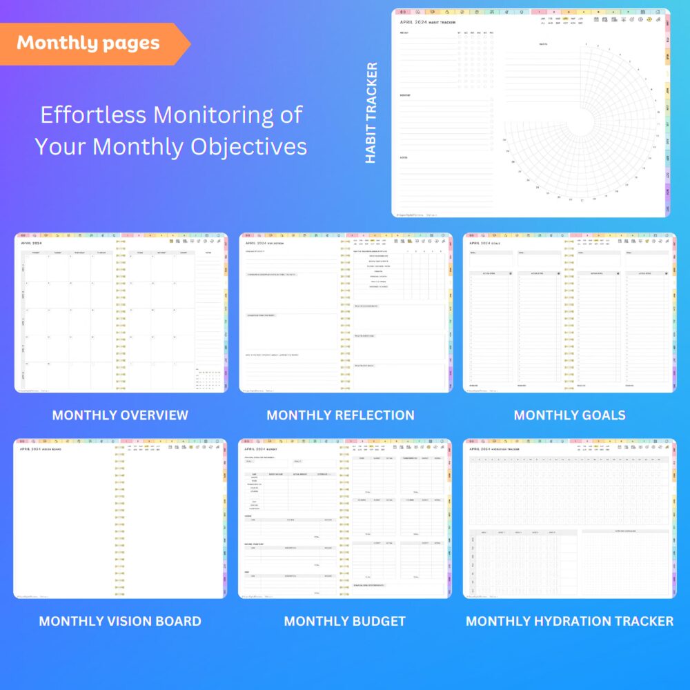 User customizing the layout of the 2024 Digital Planner.